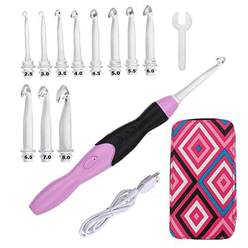 Yarniss Lighted Crochet Hooks Set 11 Sizes Light Up Crochet Hooks with CaseRechargeable Crochet Hook with Light25mm to 8mm