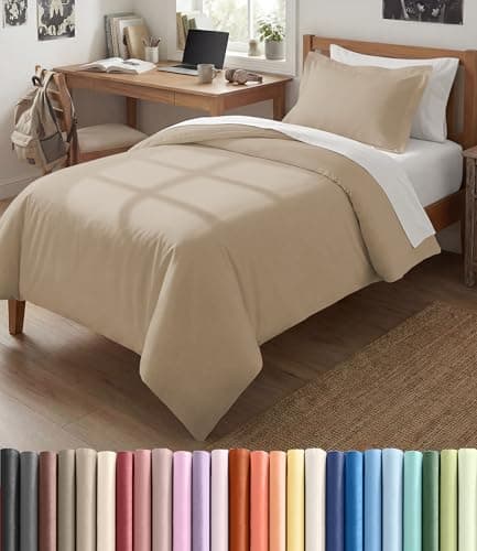 Duvet Cover TwinTwin XL Size Extra Soft Dorm College Duvet Cover for All Seasons Lightweight Comfy Breathable with Zipper Closures Ties 68 x 90 Inches Cream Comforter Not Included