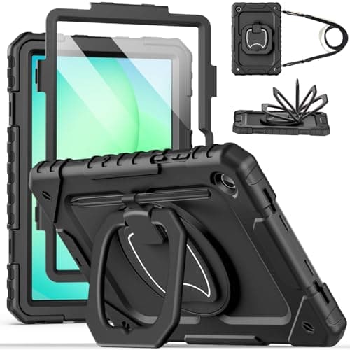 Cantis Case for Samsung Galaxy Tab A11 Plus 11 Inch 2026 (SM-X230/X236/X238), Shockproof Case for Tab A11+ with Screen Protector/Rotating Stand/Pen Holder/Shoulder Strap, Black