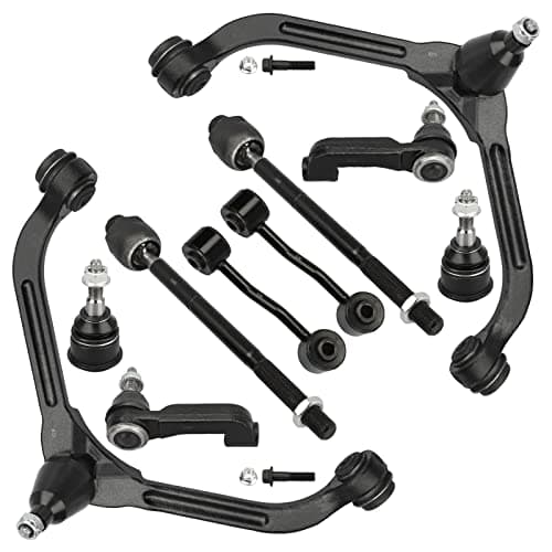 10pc Front Suspension Kit for Jeep Liberty 2.4L & 3.7L 2002 2003 2004 Upper Control Arms w/Ball Joints - Lower Ball Joints - Inner Outer Tie Rod - Sway Bar Links