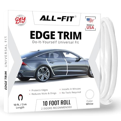 AllFit Automotive Car Door Edge Protector Universal DIY Edge Trim to Prevent Scratches Dings Flexible Adhesive Molding Trim for Cars Trucks SUVs 10 Ft White