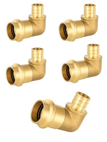 Pack of 5 EFIELD 34 Copper Press X 34 PEX B Crimp Elbow Brass Fittings for Copper and Pex Pipe ConnectionPRESS092