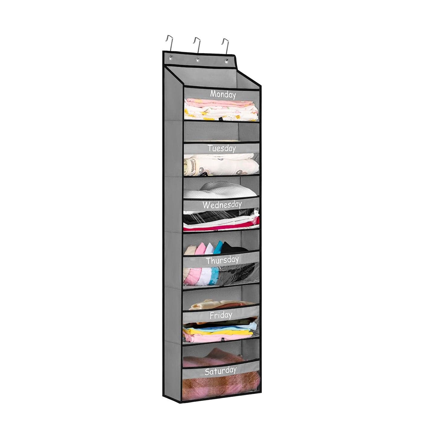 TEMUORG Weekly School Clothes Organizer Days of Week Clothing Organization for Kids Hanging Closet Shelf Storage with Monday to Saturday Layers Door Hanging
