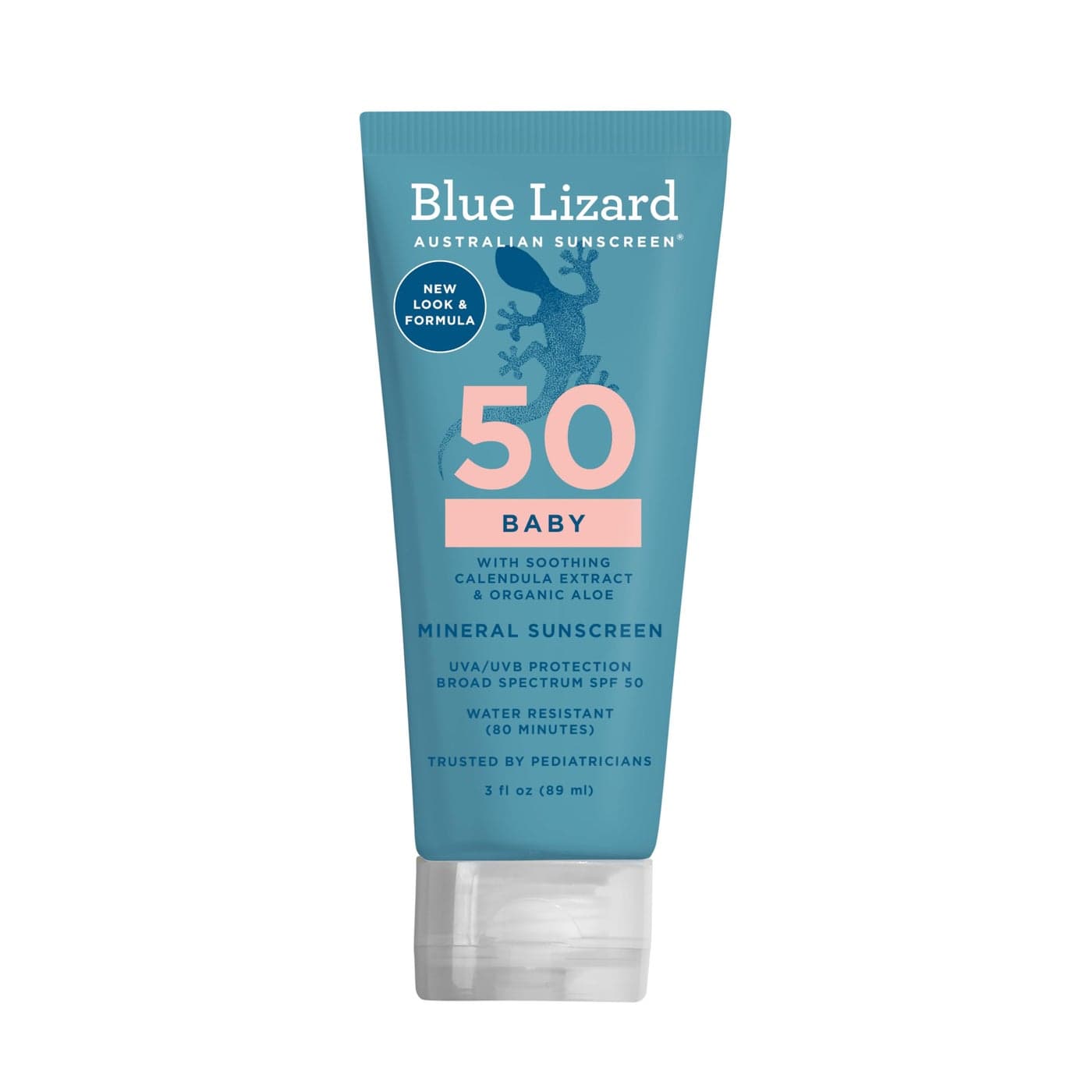 BLUE LIZARD Baby Mineral Sunscreen with Zinc Oxide SPF 50 Water Resistant UVAUVB Protection with Smart Cap Technology Fragrance Free 3 Ounce Tube