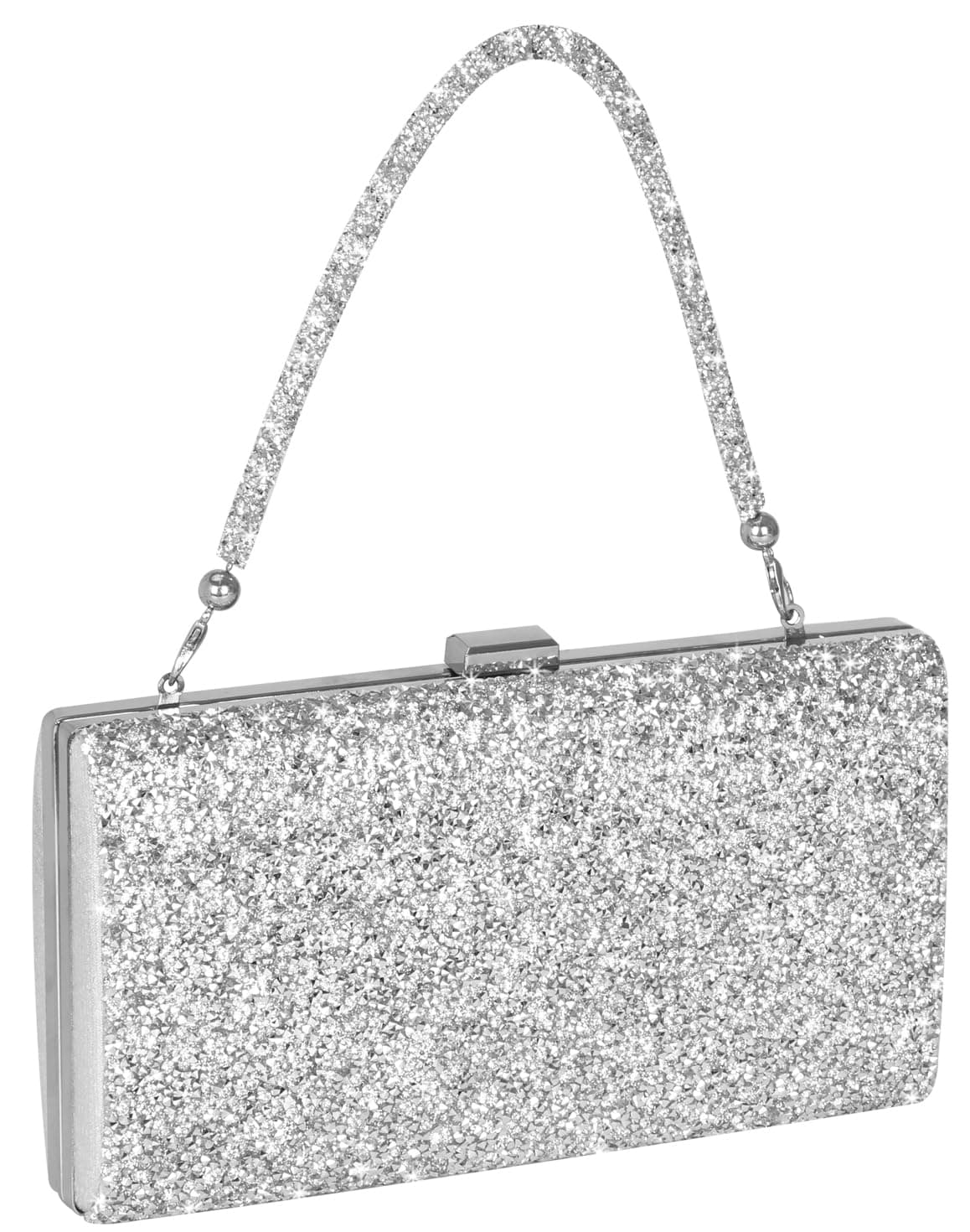 Covelin Women's Handbag Envelope Rhinestone Evening Clutch Bag Hot Silver with Diamond Chain