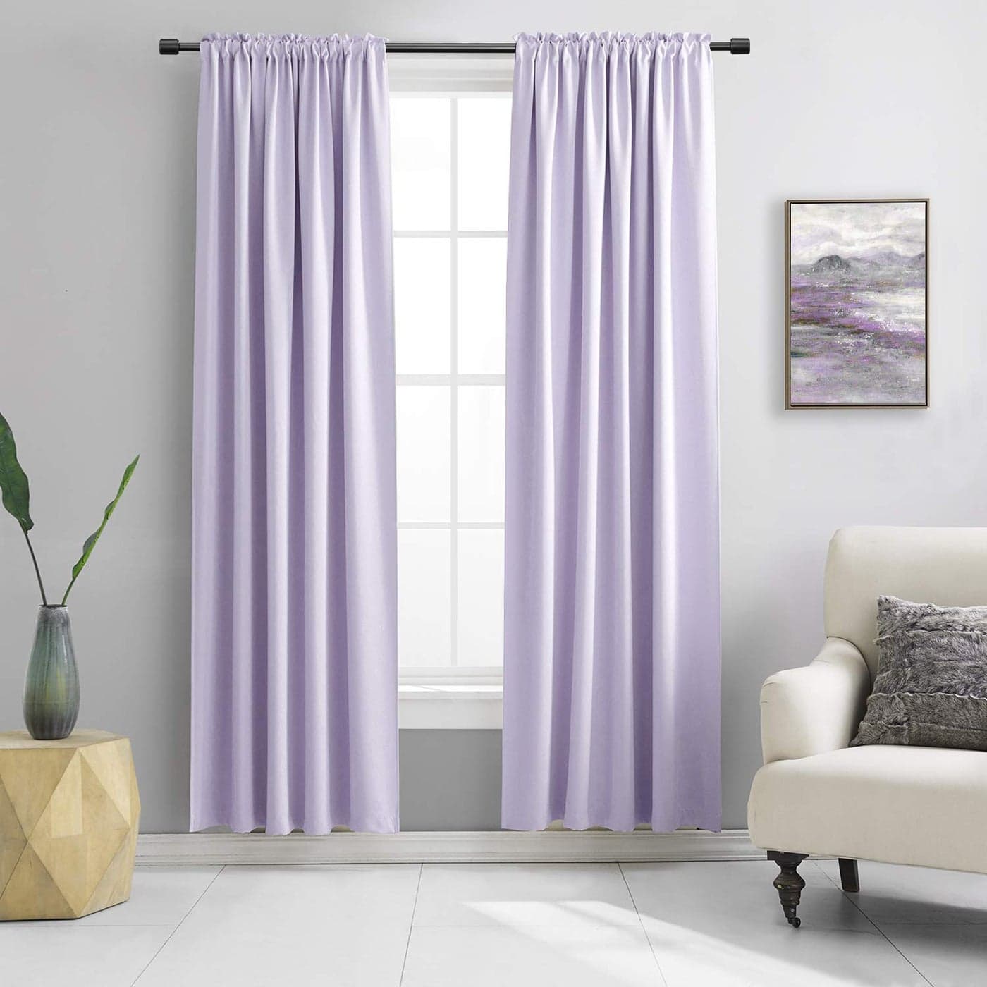DONREN 84 Inches Long 2 Panels Lavender Purple Curtain Panels for Bedroom Room Darkening Rod Pocket Thermal Insulated Drapes for Living Room42 W x 84 L
