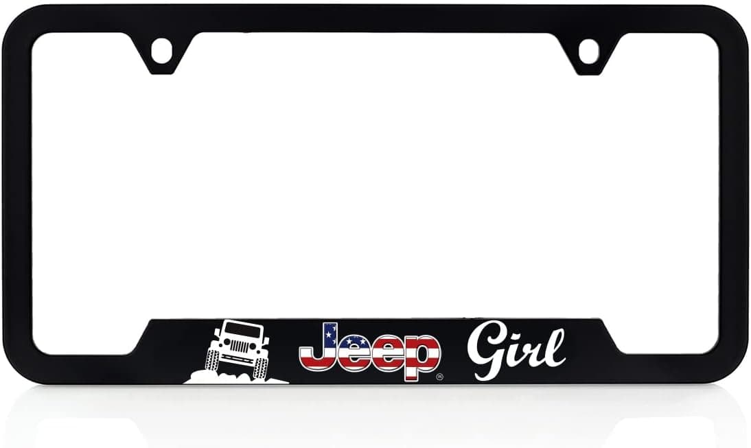 JEEP UV Printed Plastic License Plate Frame - Jeep Girl Patriotic