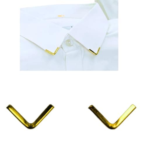 Ani Accessories® Golden Metal Collar Corner Tips & Lapel Pin Set – V Shape Design Brooch Badge Clip for Men & Women Shirts, Blazers, Jackets – Pack of 4 (2 Pairs)