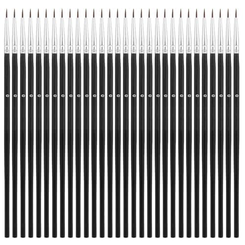 30 Pcs Tiny Detail Paint Brushes, #0 Fine Tip Paint Brush Miniature Fine Paint Liner Brush for Crafts Painting Watercolor Acrylic Art Face Painting