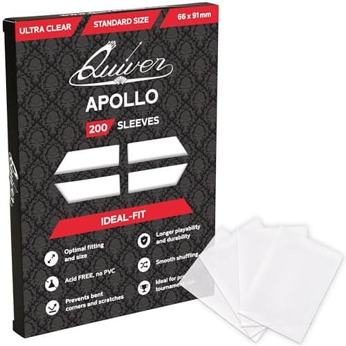 Quiver Time 200 Apollo Standard Clear Card Sleeves fits Magic the Gathering Cards and Other TCG Cards Ultra Transparent Trading Card Sleeve Card Protector Sleeves 66 x 91 mm