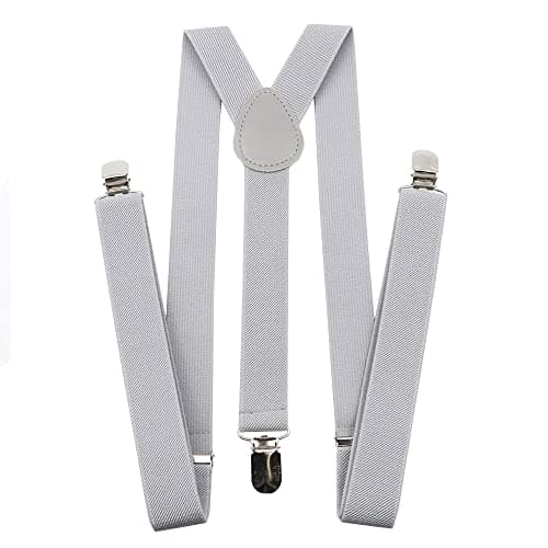 CLOTHERA Adjustable Elastic Y Back Style Suspenders for Men and Women (Light Grey)