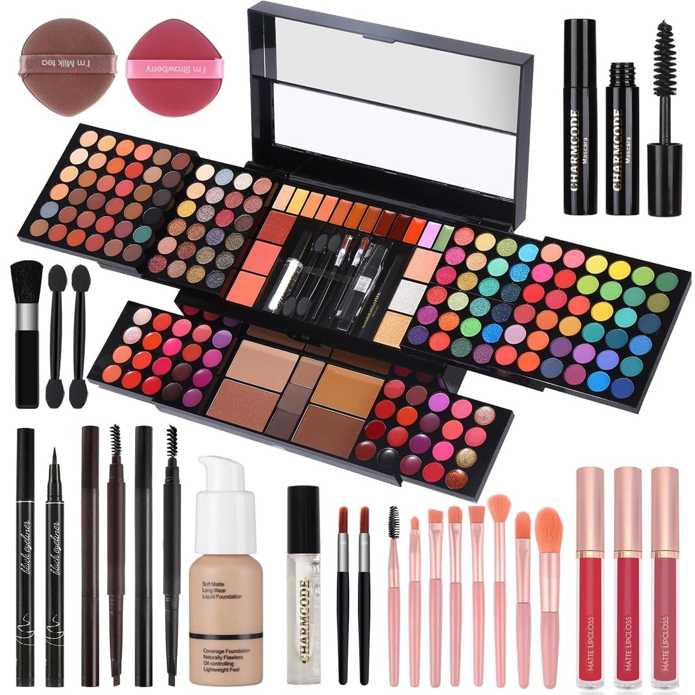 Professional Big Makeup Kit for Teens Girls Women Full Kit Beauty Case with Beginner Cosmetics Sets AllinOne Make Up Gift Box with Lipgloss EyeshadowBlushHighlightBrowLiner PensBrushetc
