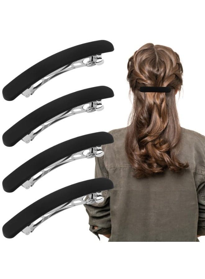 4Pcs Hair Clip, Matte Barrettes for Women, Flat Hair Clips for Thin Fine Hair, Hair Pins for Short Medium Hair, Cute Hair Accessories for Women Girls (Black)