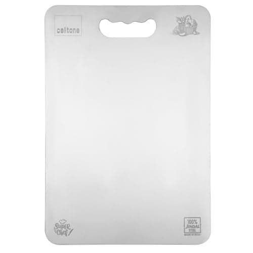 Celltone Premium Stainless Steel Chopping Board, Made in India, Food Grade, Rust Free, Non Slip, Anti Bacterial, Ideal for Vegetables, Fruits, Meat, and Baking (M)