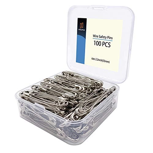 vrupin 100PCS22In Safety PinsStainless Steel Safety PinsSafety Pins Bulk Metal Silver Sewing Pins Clothing Clips Tool 55mm Decorative Safety pins