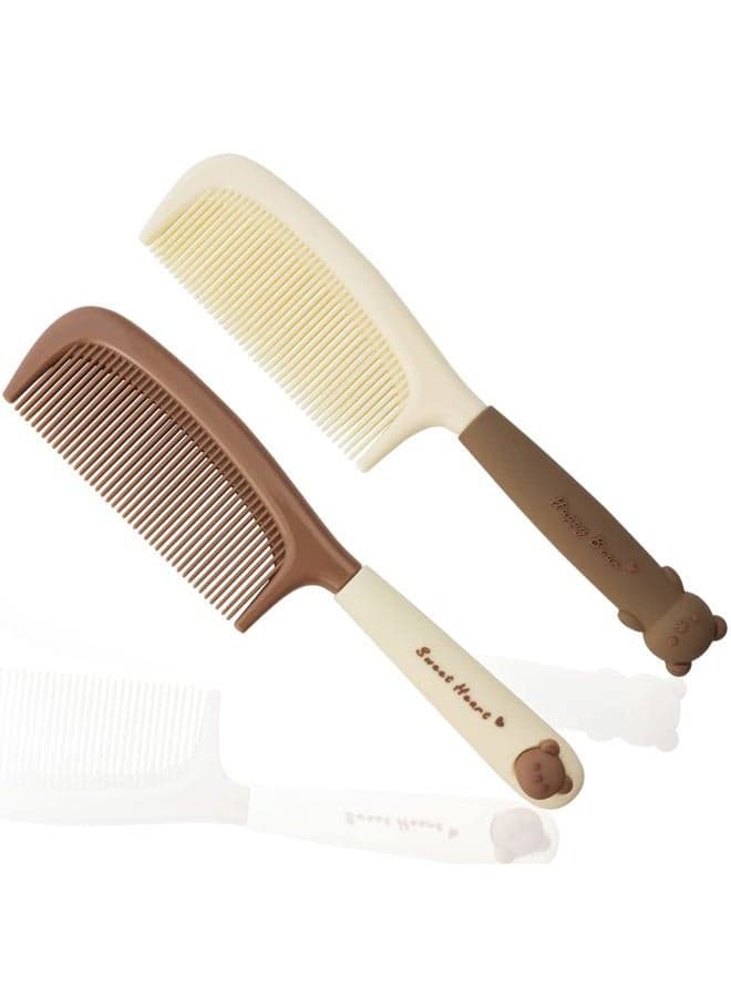 2 Pack Women's Detangling Comb - Cute Styling Handle, Fine-Tooth Dressing and Haircut Comb for Wet or Dry Hair
