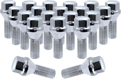 Wheel Accessories Parts 20 Pcs Lug Nut Set M12 x 125 12x125 Acorn Seat Lug Bolts 17mm Hex 24mm Thread Length Chrome Finish Jeep Renegade Fiat 500 500X 500L 2023 Dodge Hornet