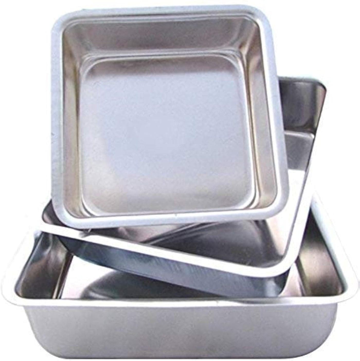 DiBha Aluminum Square Shape Cake Baking Tin Mold, Set of 3 (Capacity - 500Ml, 700Ml And 1000Ml),Silver