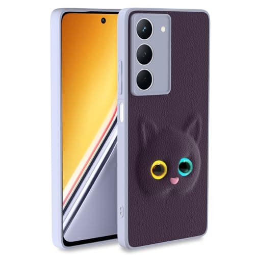 Outlouders Back Cover for Realme Narzo 80x 5G / Realme P3x 5G | Soft TPU | Cute Cat | Leather Finish | Bumper Case for Girls (Purple)
