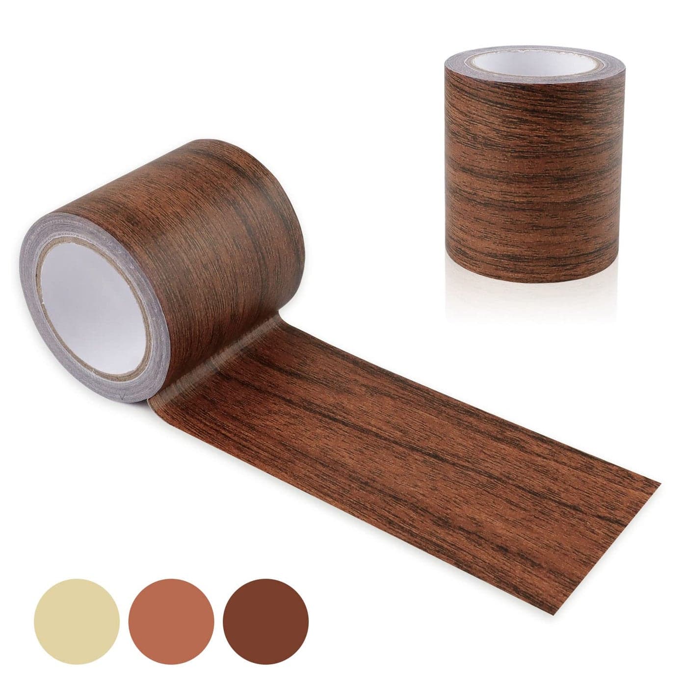 DIBALIYI 2 Roll Grain Tapes Floor Repair Patch Textured Adhesive Wood Printed Tape Strong Adhesive Wood Repair Patch for Wall Corner Table Door Sofa Home Decor Dark Brown