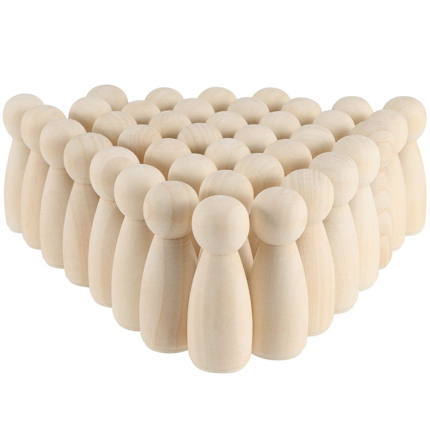 SINJEUN 40 PCS 312 Inch Wood Peg Dolls Unfinished Large Wooden Peg Woman Angel Shape Wooden People Decorative Jumbo Peg Dolls Girl Unpainted Wood Figures for Art Crafts Painting