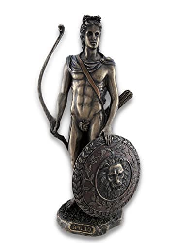 Veronese Design Greek and Roman God Apollo with Lion Head Shield and Golden Bow Bronze Finished Resin Statue - 11.5 Inches High - Amazing Detail - Hand Painted Accents