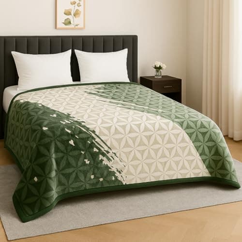 Nivasam Cadbury Korean Super Soft Winter Blanket Imported - 2 Ply Reversible Super Soft Warm Plush Royal King Size Double Bed Blanket 3.5 Kg (Sage Harmony Bloom)