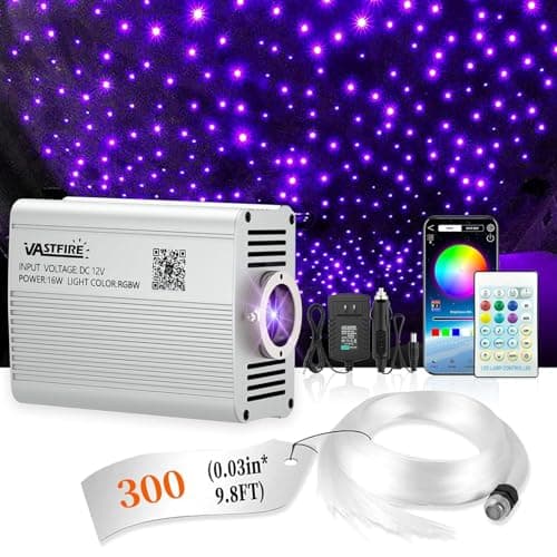 VASTFIRE Starlight Headliner Kit 300pcs 003in 98ft Fiber Optic Star Lights for Car with 16W RGBW Twinkle Music Sync APPRemote Control for Car RoofBedroom Ceiling