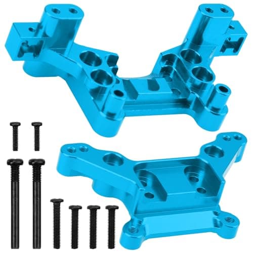 ShareGoo Metal Front & Rear Shock Tower Shock Mounts Upgrade Parts Compatible with Hyper Go H16BM H16DR H16 MJX 16207 16208 16209 16210 1/16 RC Car (Blue)