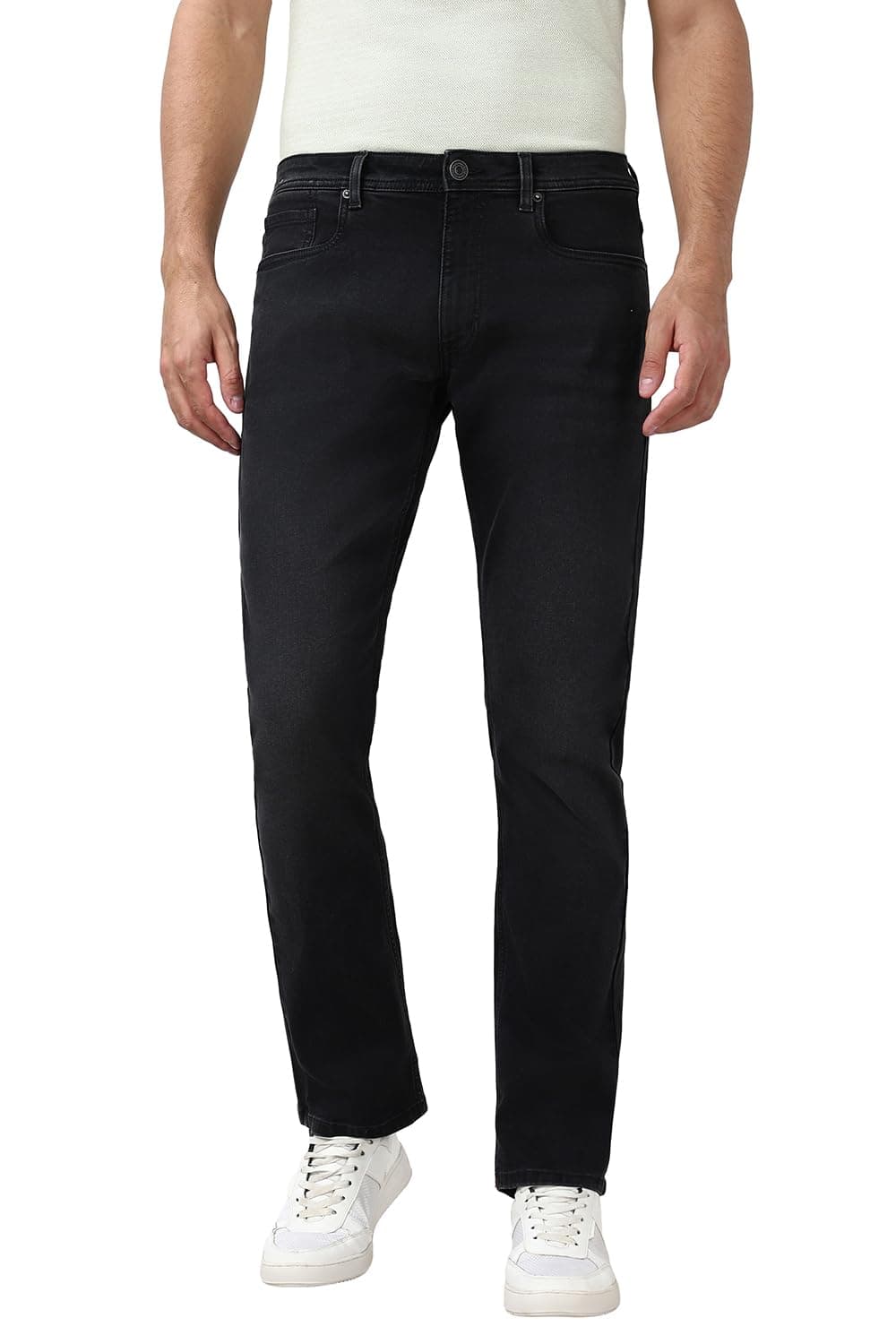 Peter England Men Black Light Wash Jeans