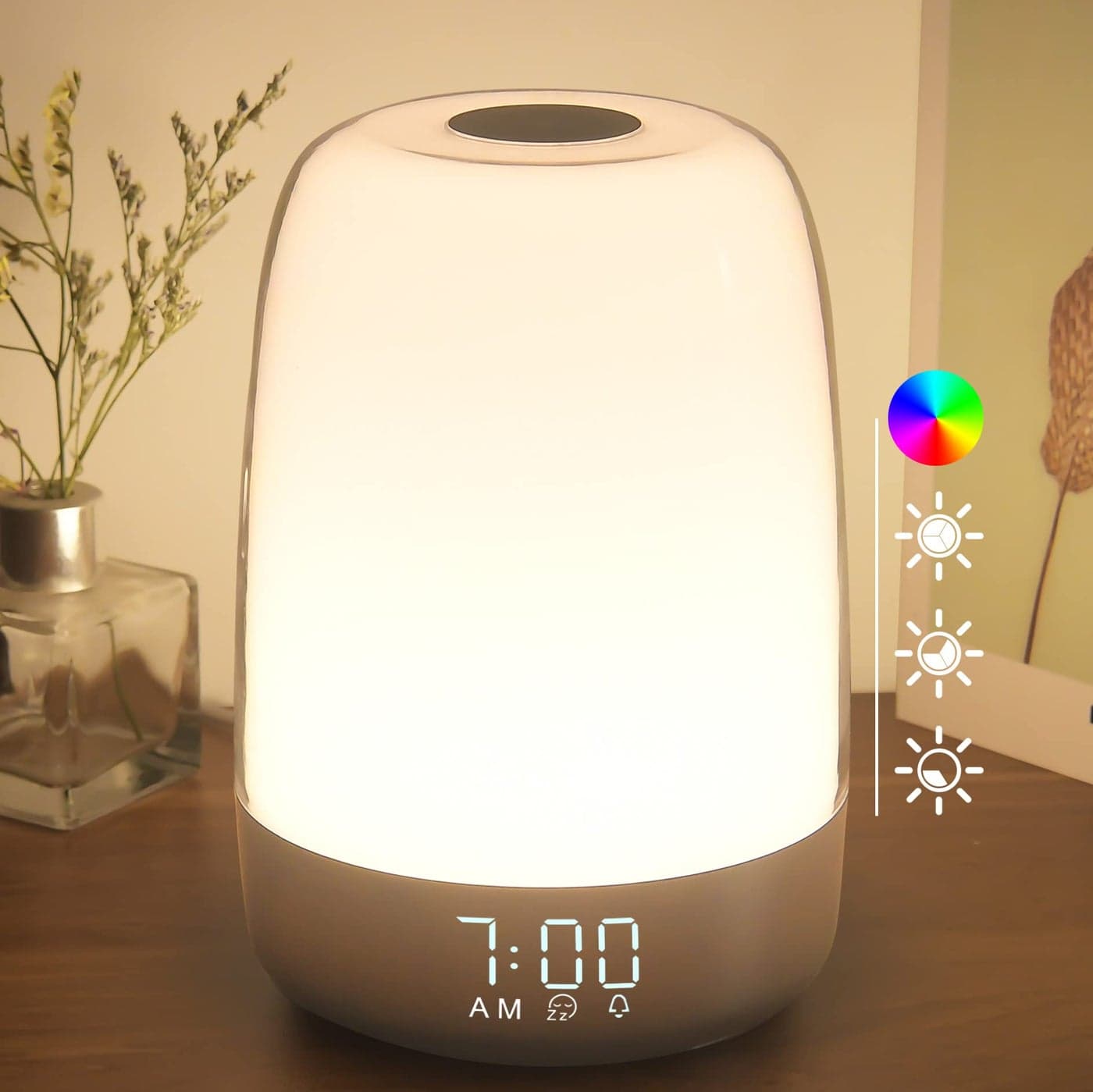 winshine Touch Wake Up Night Light with Sunrise Simulation Alarm Clock 3 Ways Dimmable Warm White Bedside Lamp for Kid Bedrooms RGB Ambient Table Nightstand LightSleep Aid Snooze Timer Mode