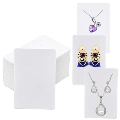 Festiko® Jewellery Display Cards (White, Pack of 200 Pcs) | Rectangle Jewellery Tags for Earrings & Necklaces | Premium Earring Display Cards for Jewellery Packaging, Retail & Exhibitions