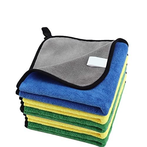 Auto Hub 500 GSM, Microfiber Double Layered Cloth 30x40 Cms 5 Piece Cloth Set, Extra Thick Microfiber Cleaning Cloths Perfect for Bike, Auto, Cars Both Interior and Exterior.