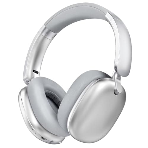RORSOU C6 Active Noise Cancelling Headphones Wireless Over Ear Bluetooth Headphones 60H Playtime Lightweight Folding Deep Bass Comfort Fit Ear Cups Headset with Mic for iPadTravelPCHome Silver