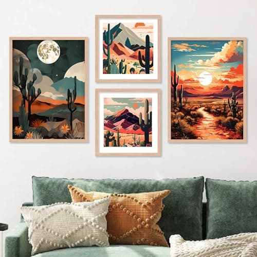 walllane - Beige Colour Art Painting For Living Room Bedroom Office | Nature Painting With Frame | Painting For Wall Decoration (10 Inch x 13 Inch) Set 4 Cate- 032