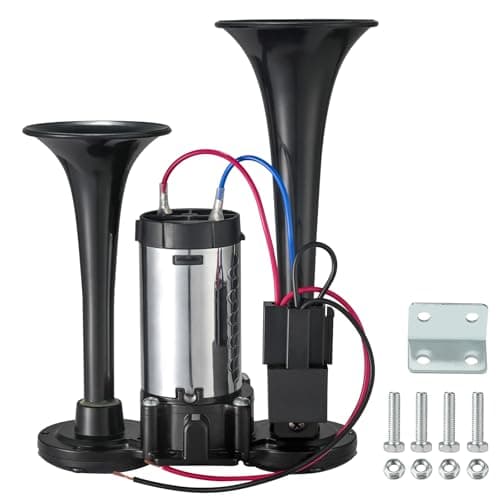 CZC AUTO 12V 120dB Air Horn Dual Trumpets, Super Loud Electric Train Horn Kit with Upgraded Compressor for 12V Trucks, Cars, SUVs, Motorcycles, Boats, Pickups