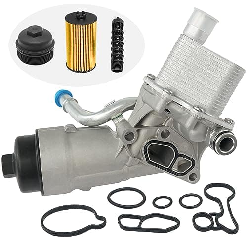 Engine Oil Cooler Filter Housing Assembly Adapter with Gasket, Filter Insert, Cap Compatible with 2011-2021 Chevy Cruze Sonic Trax Buick Encore 1.4L Turbo Replace 55566784 918-428 55565388 88179-91400