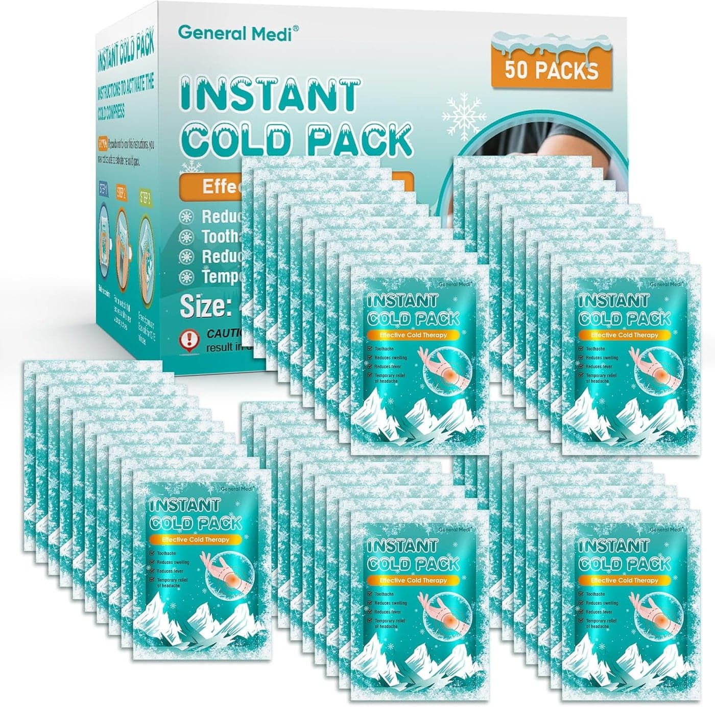 Instant Ice Cold Pack 4x 55 50 Packs Disposable Cold Therapy Ice Packs for Pain Relief Swelling Inflammation Sprains Toothache for Athletes Outdoor Activities