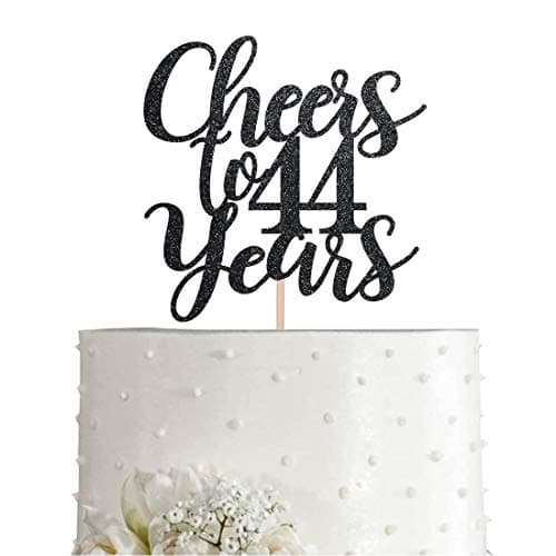 44 Black Glitter Happy 44th Birthday Cake Topper Cheers to 44 Years Party Cake Topper Decorations Supplies