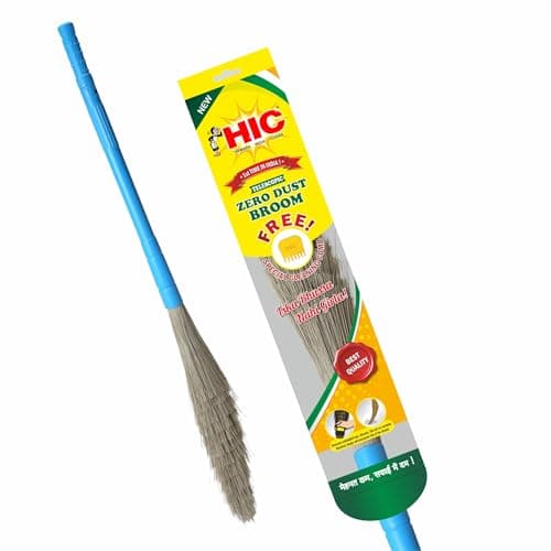 HIC Zero Dust Broom with Extendable Long Handle Broom Stick for Home Floor Cleaning and Ceiling Cleaning, Jhadu for Home and Ceiling, Made of Washable Fibers Pack of 1