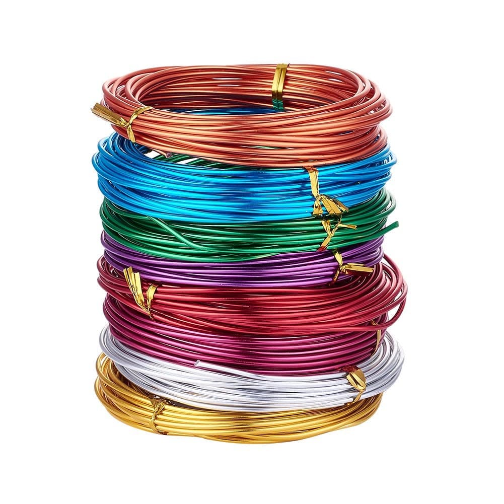 Kissitty 12 Gauge 2mm Aluminum Craft Wire 8 Colors Coil Jewelry Floral Making Beading Wire 19 FeetRoll for Christmas Craft Making