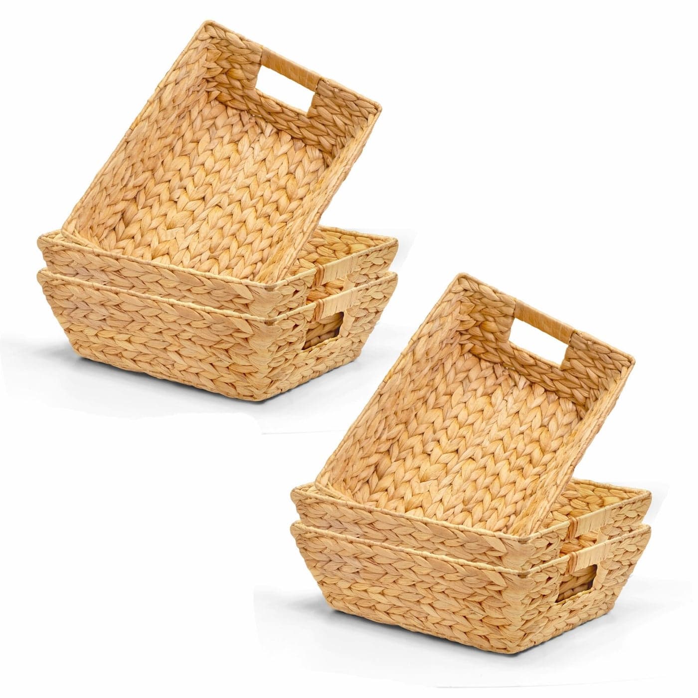 M4DECOR Set of 6 Snack Baskets Wicker Snack Basket Organizer for Office Small Wicker Baskets with Handles 6 Medium Basket