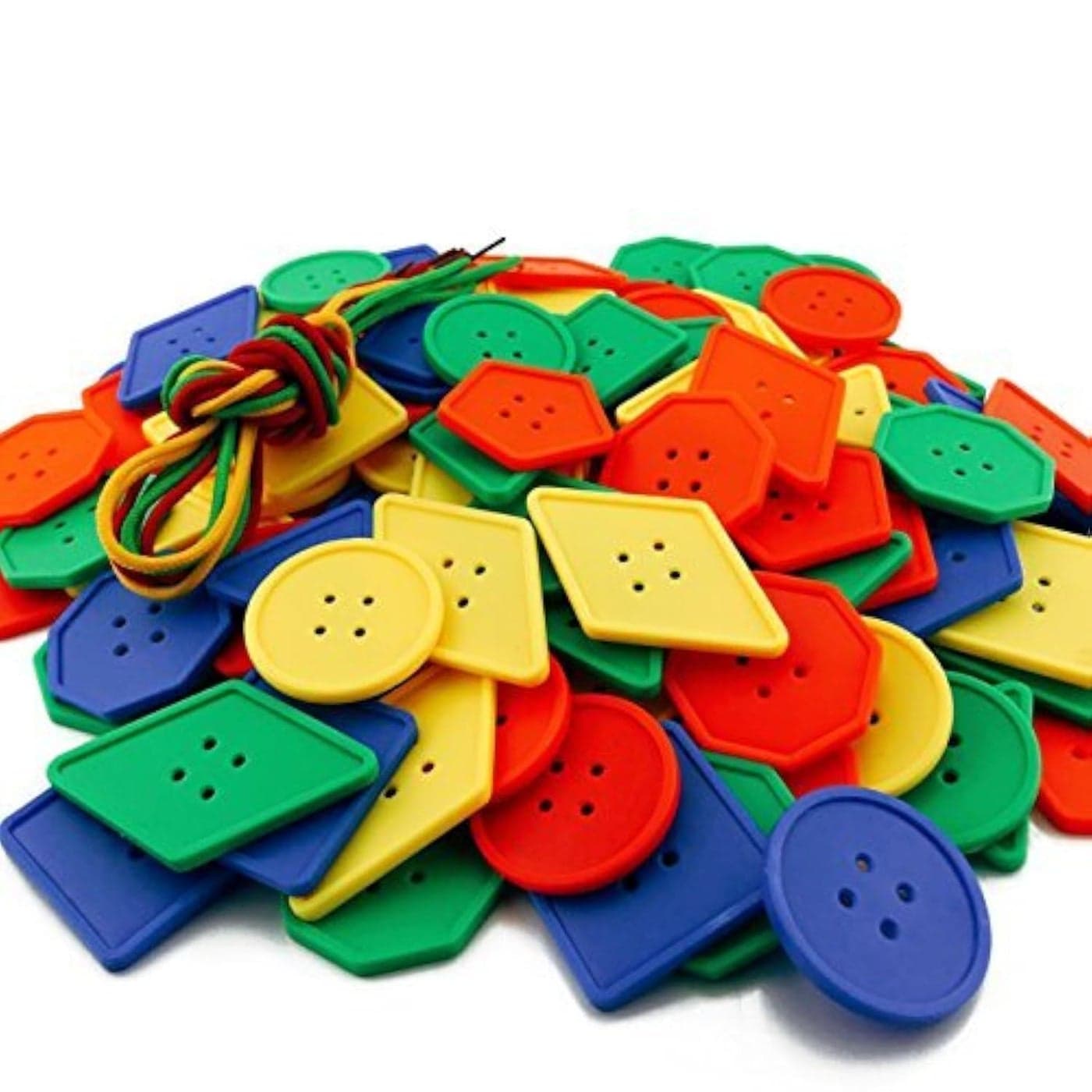 DLOnline 120 PCS Big Button Threading Toy Assorted Bright Plastic Buttons