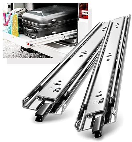 YENUO Heavy Duty Drawer Slides Full Extension with Lock Side Mount 14 16 18 20 22 24 26 28 30 32 34 36 40 Inch Ball Bearing Metal Rails Track Guide Glides Runners 150 Lbs 1 Pair (with Lock, 14 inch)