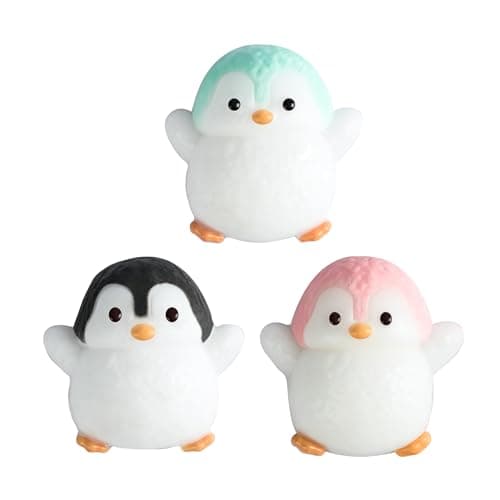 Taba Fidget Squeeze Toys 3Pcs UltraSoft Squishy Stress Relief Toys for Kids Adults Kawaii Penguin Sensory Toys with Cute Design Anxiety Relief Party Favors Gifts for Girls Boys