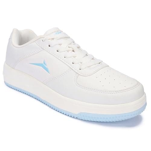 JQR Men Croma Sports Running Shoes PVC Upper Lace Up Design Soft Cushioned Memory Foam Insole Extra Grip Anti Skid Comfortable Lightweight Durable for Gym, Walking, Jogging & Everyday, White, 8 UK