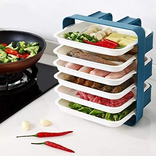 TORIOX WallMounted 6 Layer Cooking Food Storage Dish Rack Kitchen Fruit Organizer Storage Shelves Stand Cutlery Utensil Holder Tray PlasticAcrylonitrile Butadiene Styrene Hanging Shelves