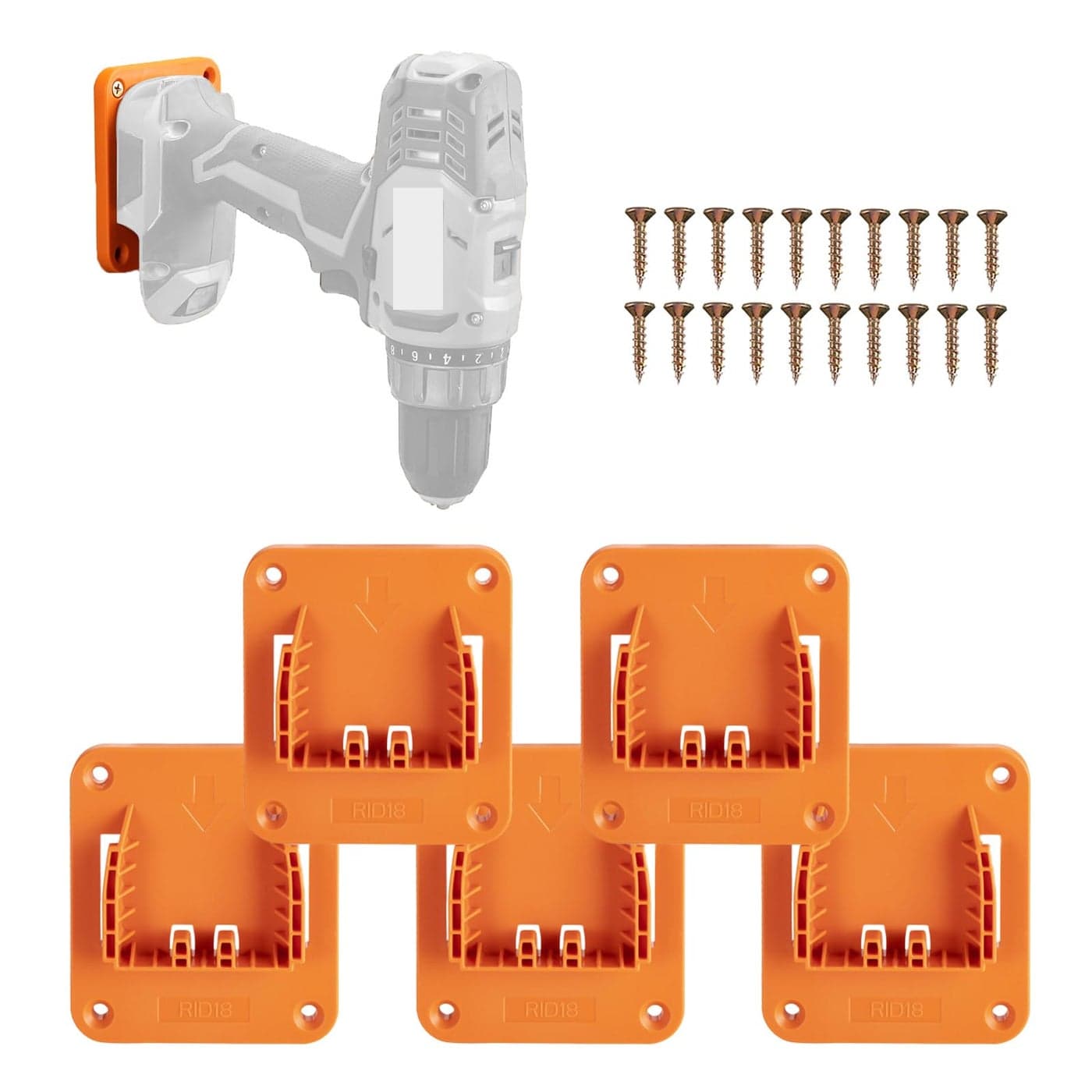 Crtbelfy Tool Holder Mount Compatible for Ridgid 18V Drill Tool Hanger Power Tool Storage 5 Pack