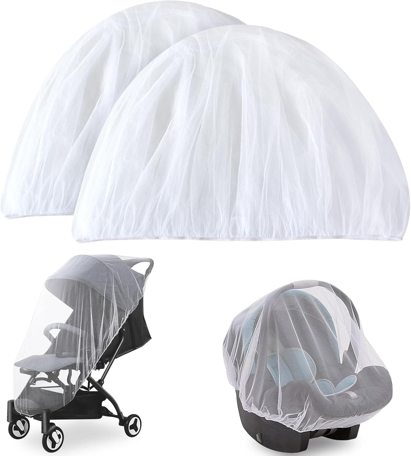 Mosquito Net for Stroller2 Pack Baby Mosquito Net for Car Seat Bassinets Cradles Playard Pack N Plays and Portable Mini Crib Baby Insect Netting White