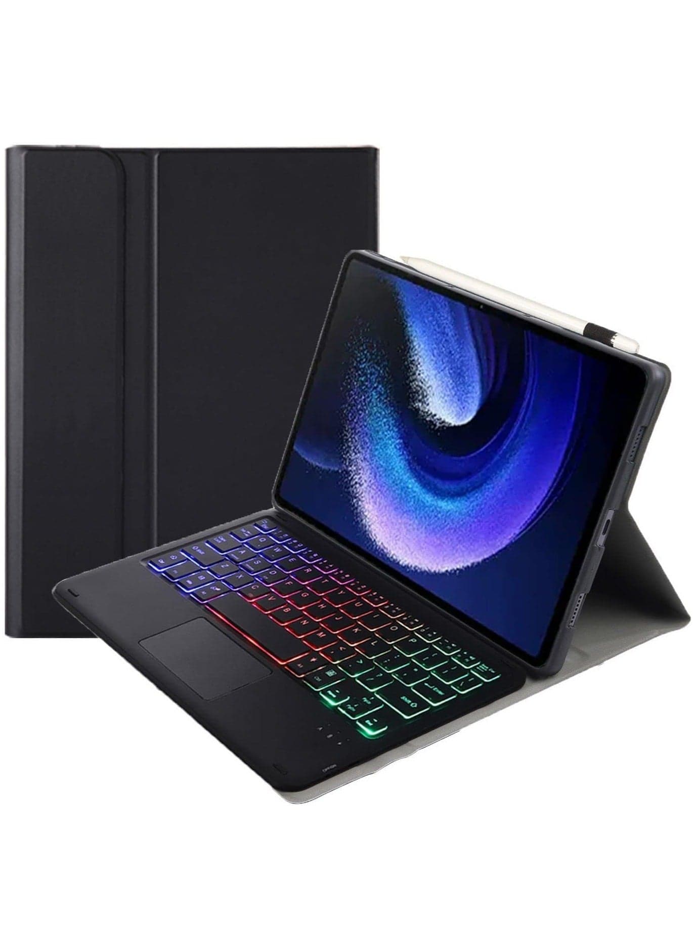 Touchpad Arabic and English Keyboard Case Compatible With Xiaomi Pad 6/6 Pro 11 Inch 2023, Backlight, Multi-Touch Trackpad, Flip Stand Case with Pencil Holder